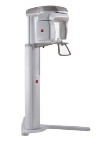 Vatech PaX-i panoramic only configuration three-quarter view — compact standing column with rotating imaging arm, no cephalometric module attached